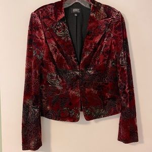 Adrianna Papell Boutique red & black beaded velvet jacket
